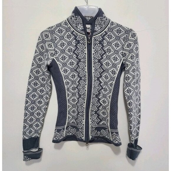 Dale Norway Women’s Christiania Full Zip Sweater Cardigan Size XS Gray